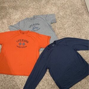 Life Is Good T-Shirt Trio - Vibrant Orange, Classic Gray, Deep Navy